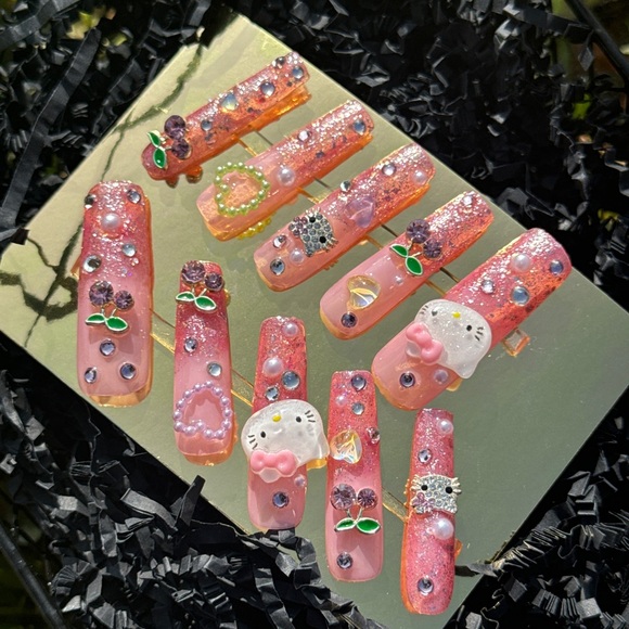 Bling Mafia Other - Hello Kitty Long Coffin Press On Nails